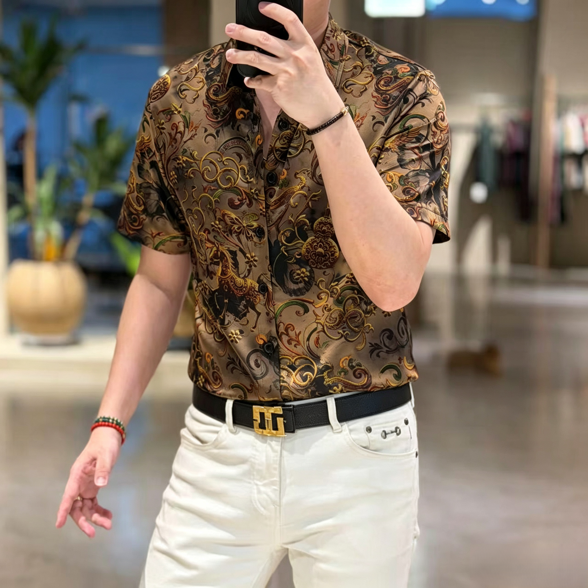 Men's Satin Printed Shirt