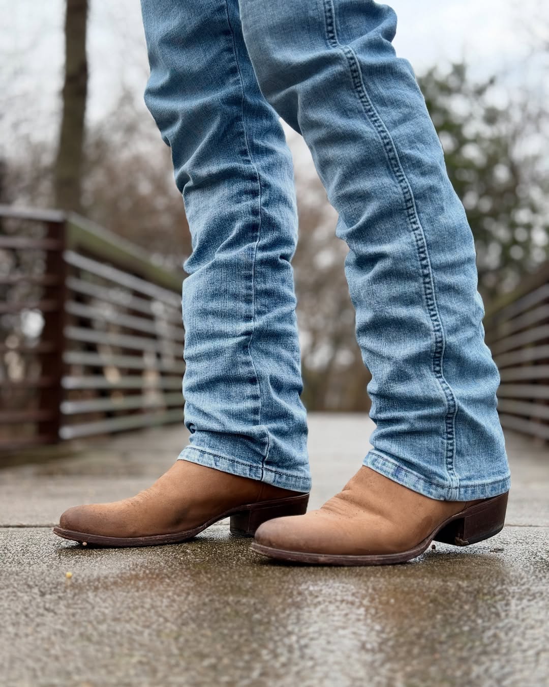Men's Vintage Suede Cowboy Boots