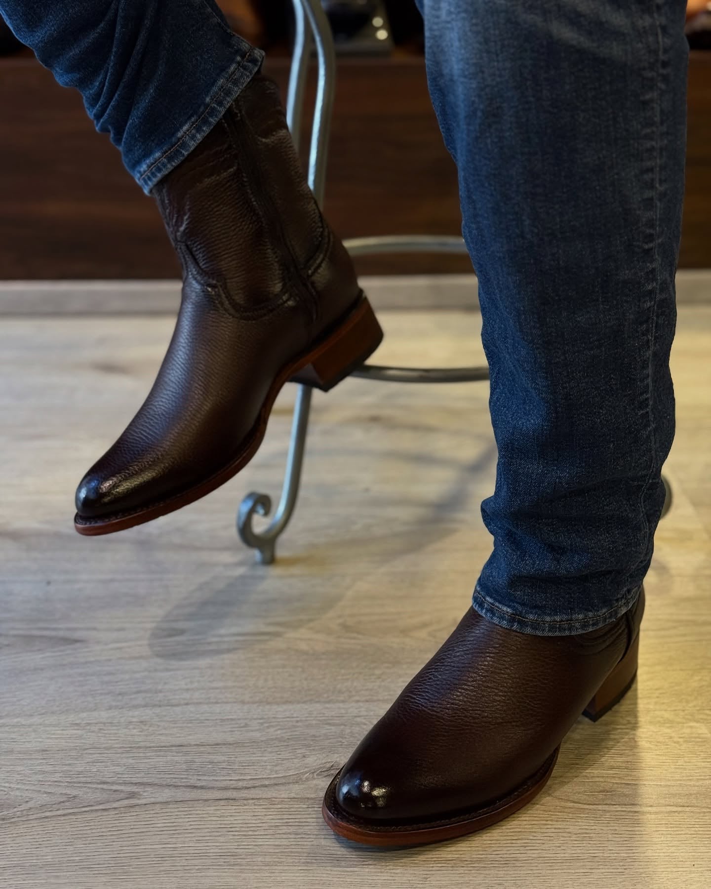Men's Vintage Deerskin Cowboy Boots