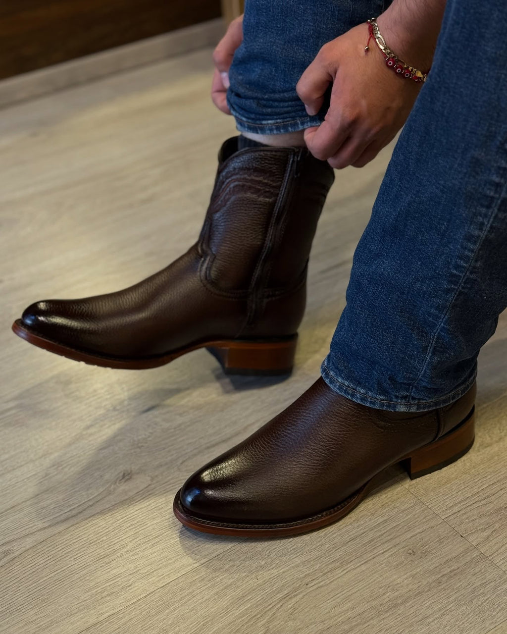 Men's Vintage Deerskin Cowboy Boots