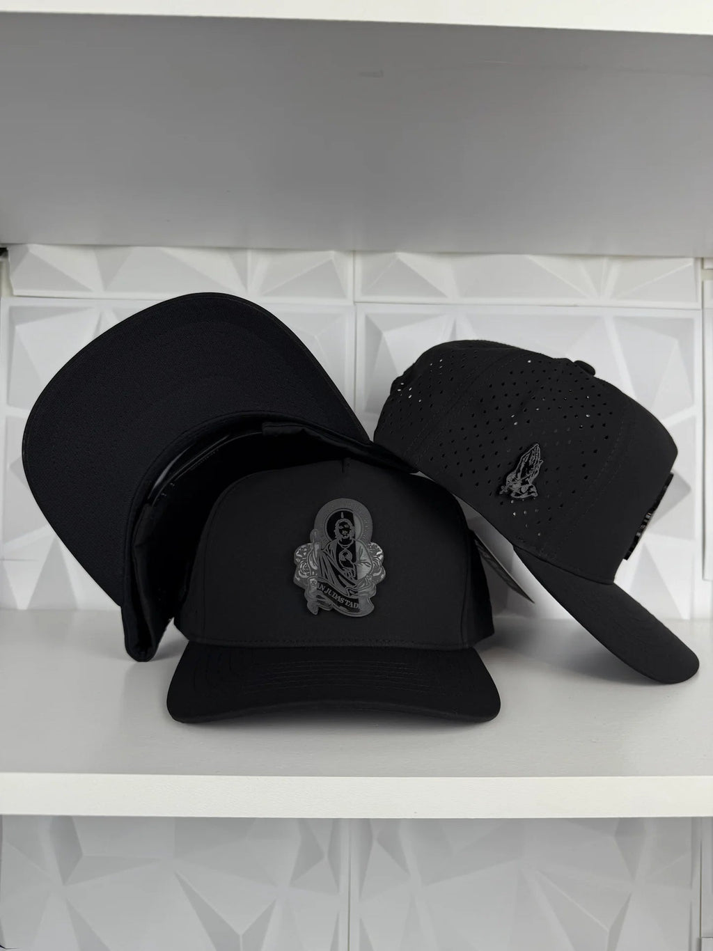San Judas Black Plate SnapBack Cap-Black