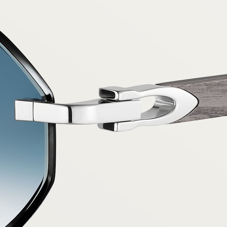 Wood Elongated C De Rimless Sunglasses