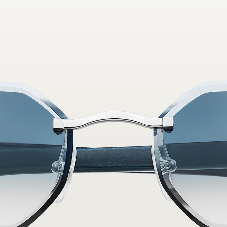 Wood Elongated C De Rimless Sunglasses