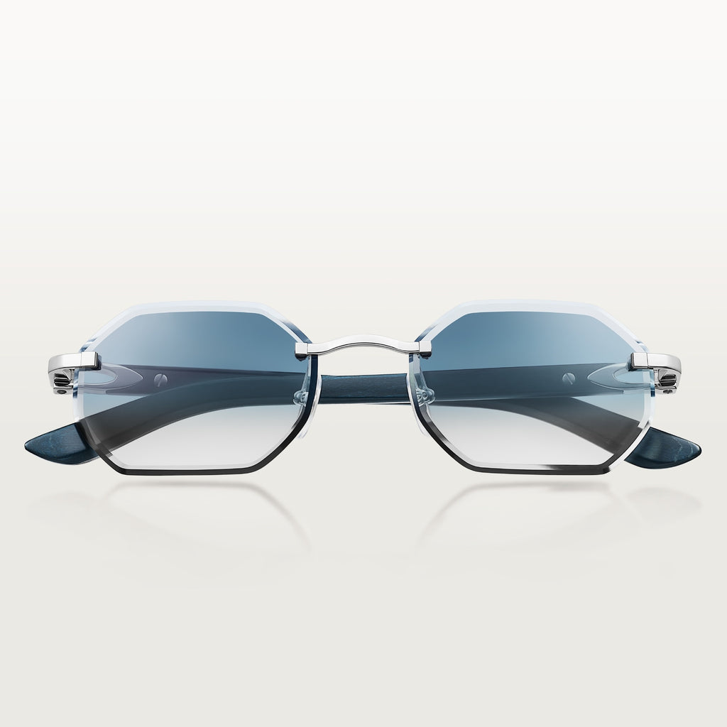 Wood Elongated C De Rimless Sunglasses