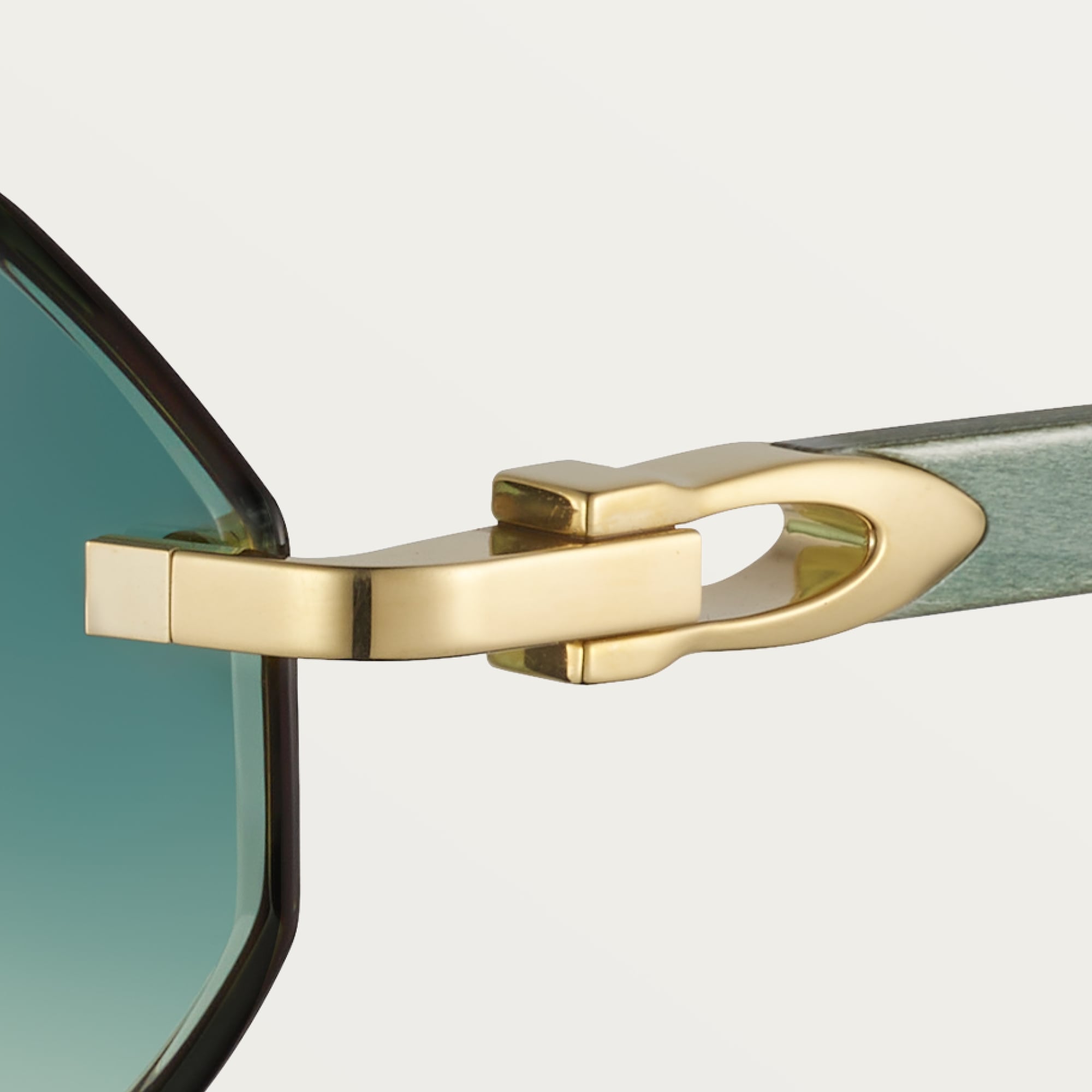 Wood Elongated C De Rimless Sunglasses