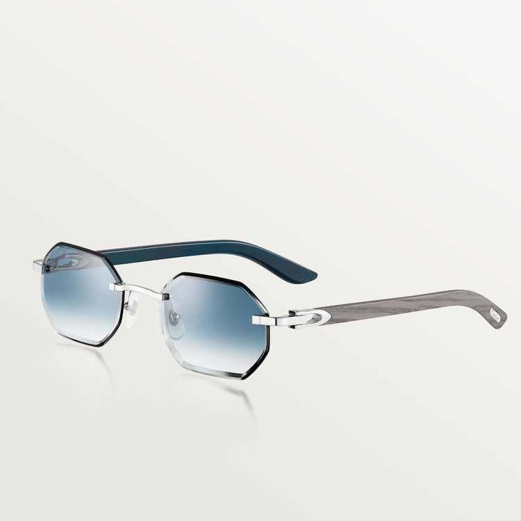Wood Elongated C De Rimless Sunglasses