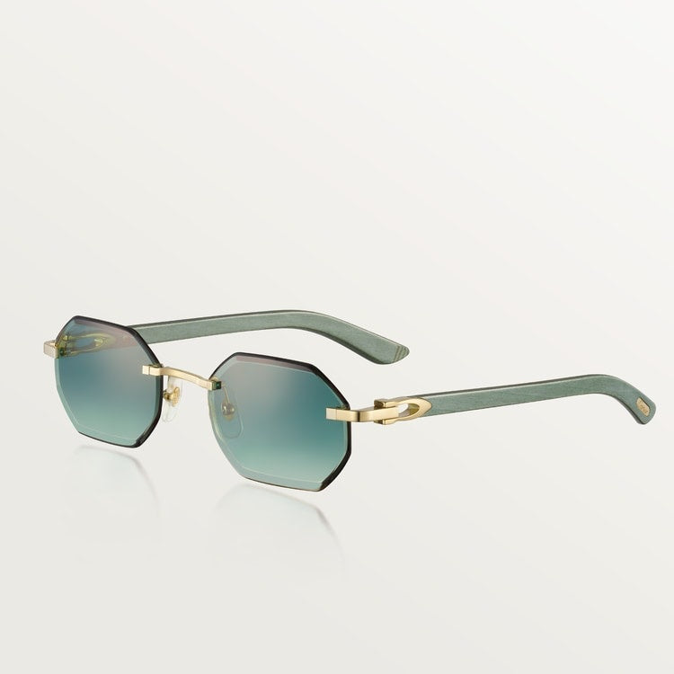 Wood Elongated C De Rimless Sunglasses