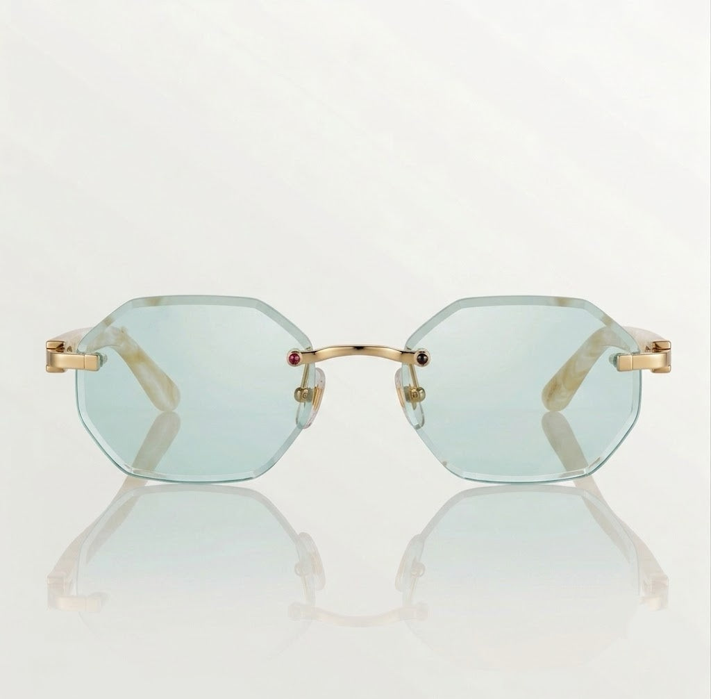 Wood Elongated C De Rimless Sunglasses