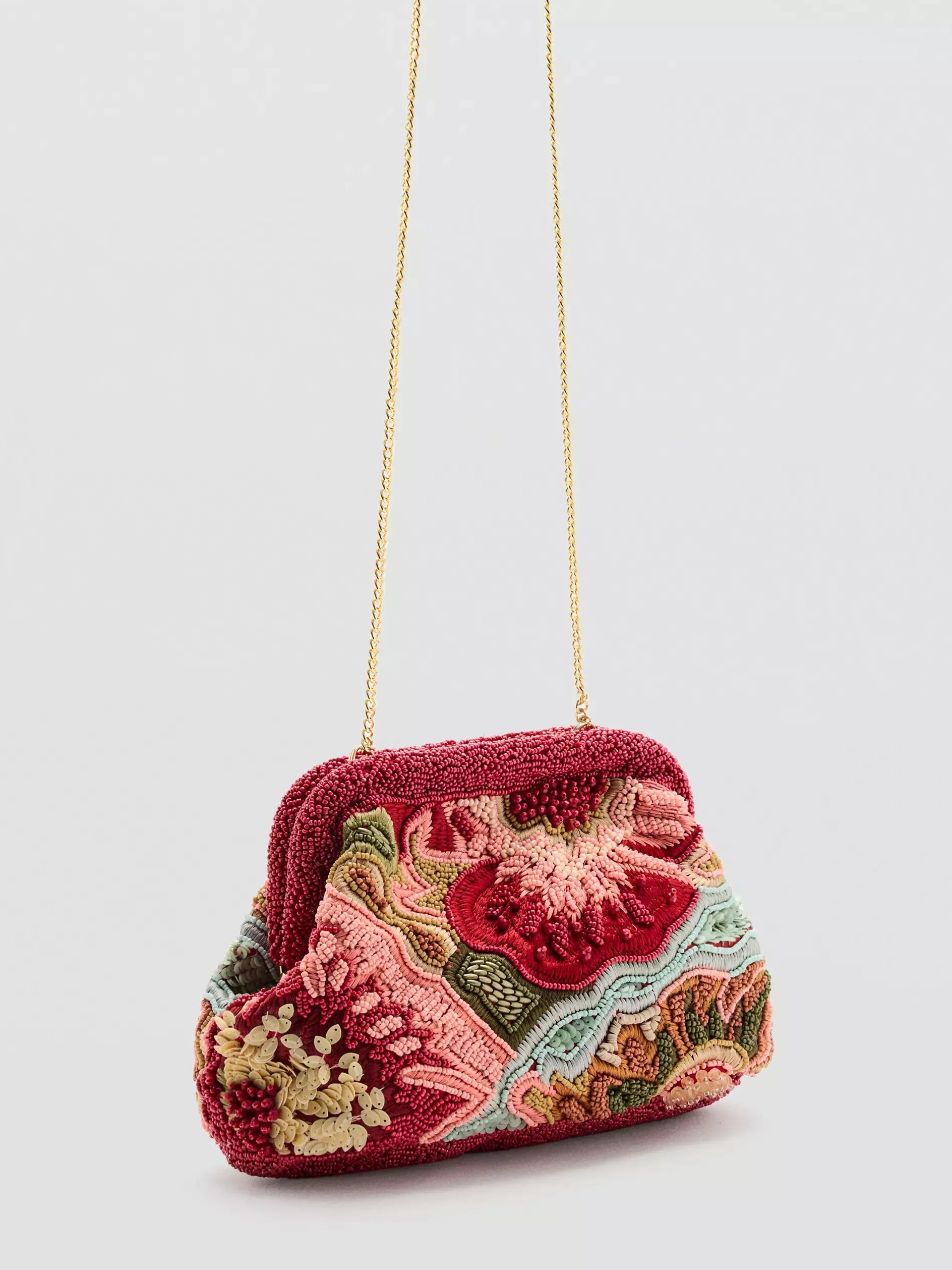Multicoloured Beaded Clutch Bag