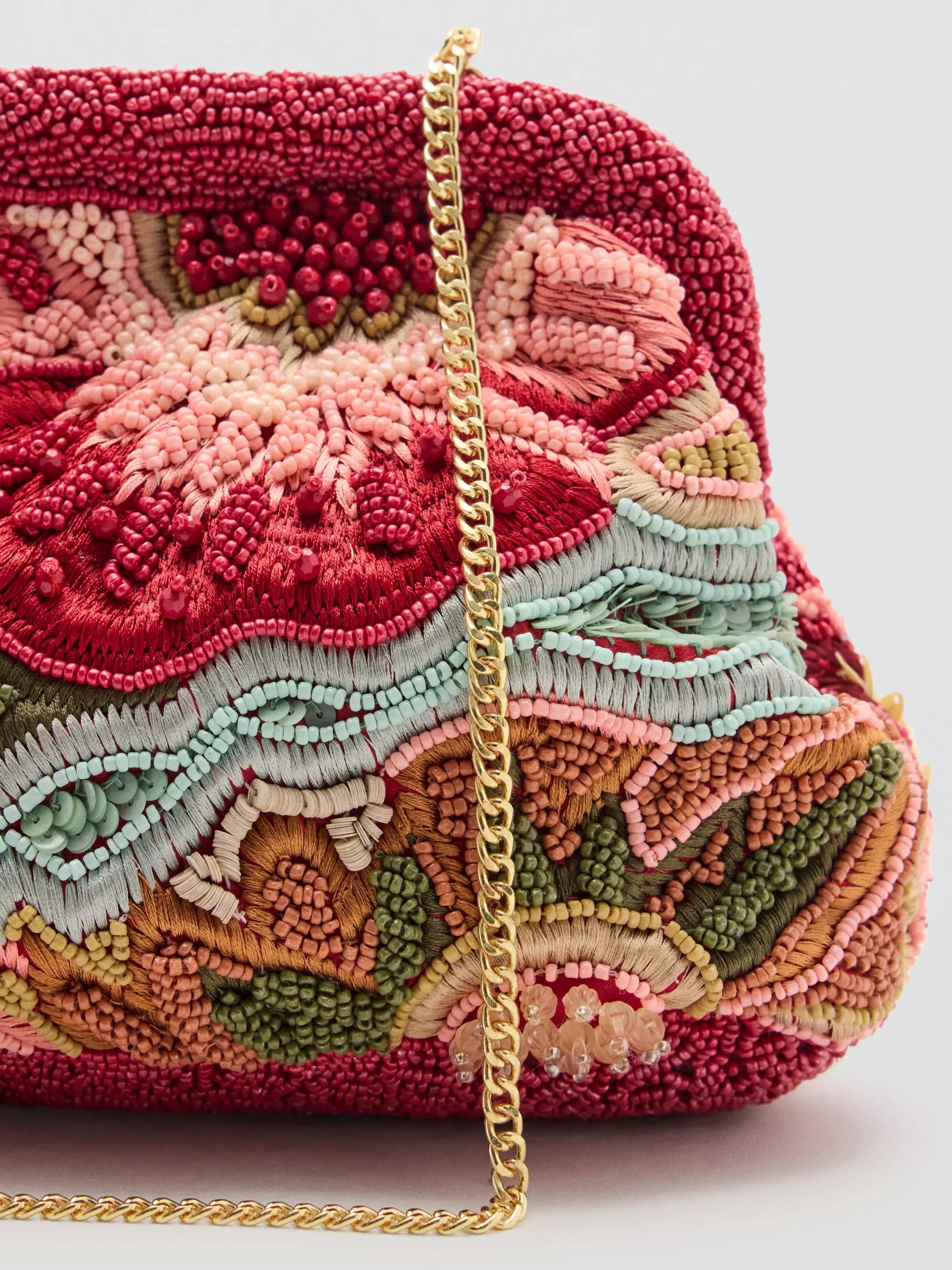 Multicoloured Beaded Clutch Bag