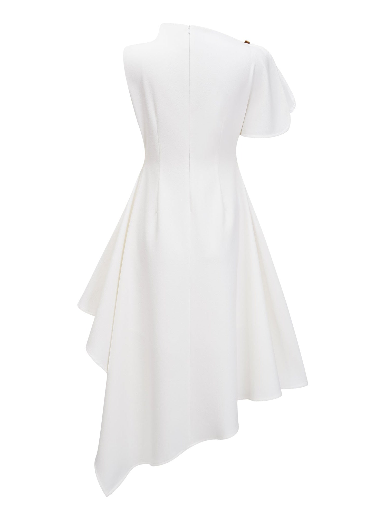 Weren Elegant Contour High Neck Asymmetric Maxi Dress