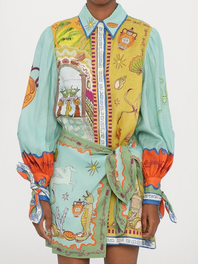 Surrealist Summer Mini Shirtdress