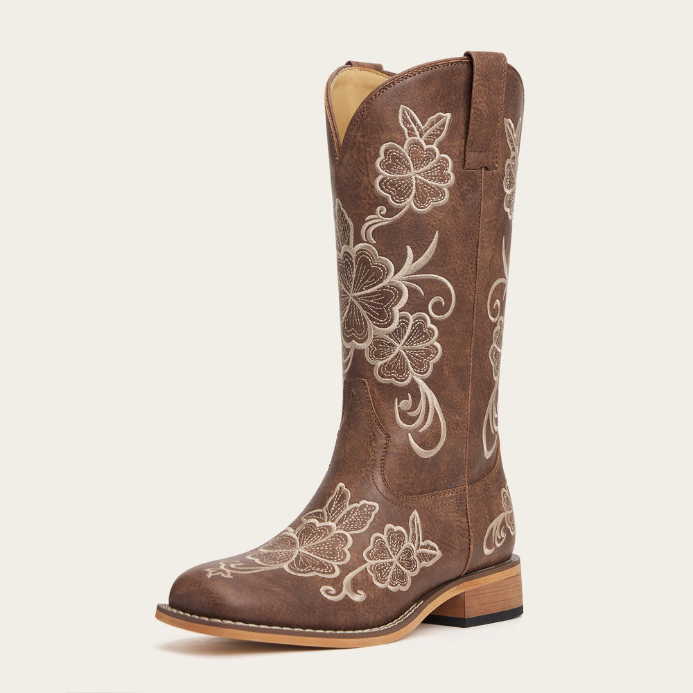 Floral Square Toe Cowgirl Boots