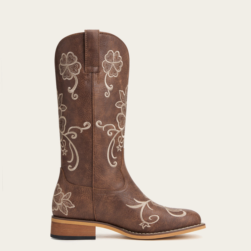 Floral Square Toe Cowgirl Boots