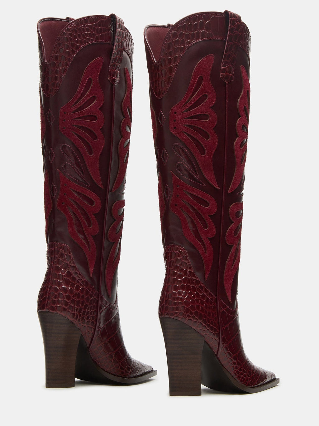 Knee-High High-Heel Western Cowboy Boots