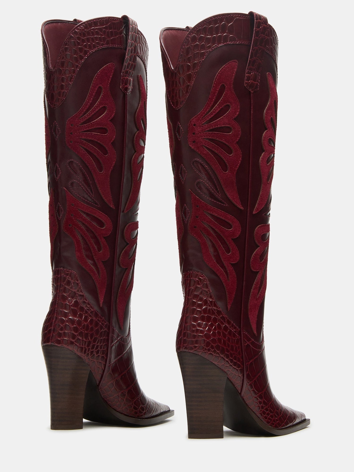 Knee-High High-Heel Western Cowboy Boots