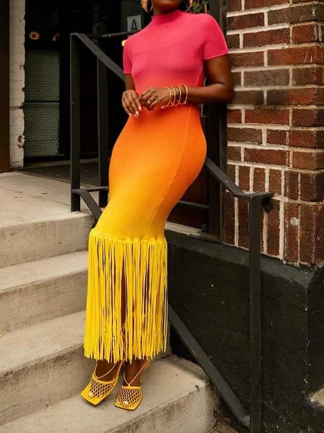 Fringe Knit Dress