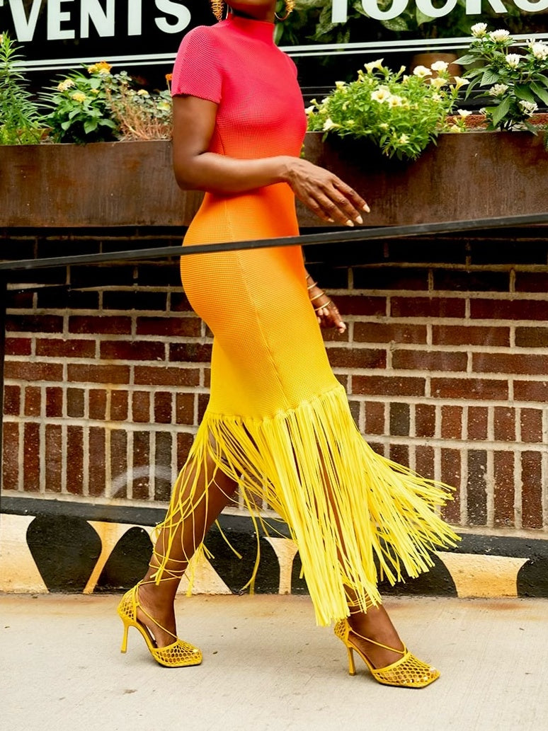 Fringe Knit Dress