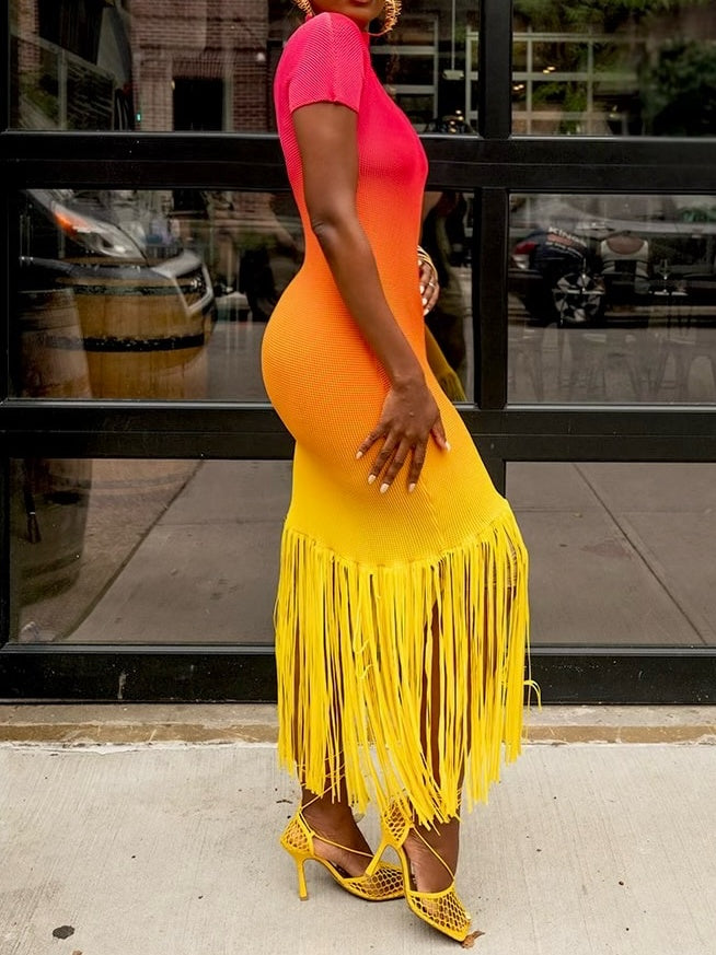 Fringe Knit Dress
