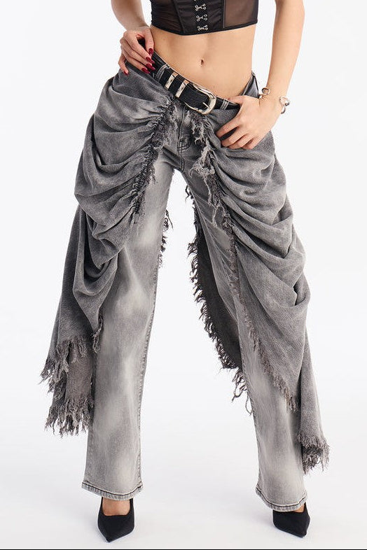 La Belle Skirt Overlay Straight Leg Jeans