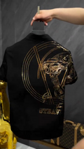 Black Gold Medusa Graphic Polo T-Shirt