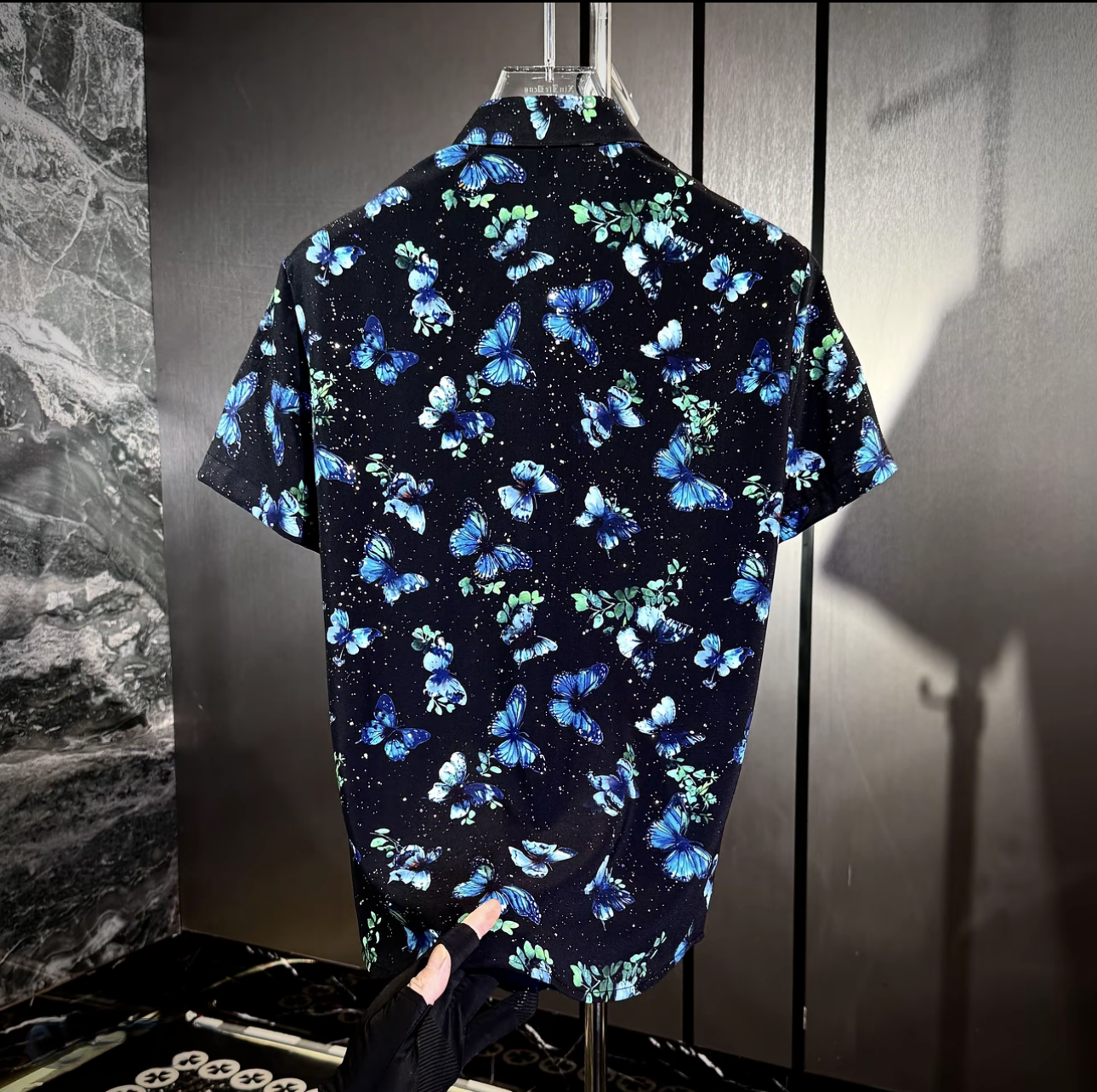 Men's Rhinestone Butterfly Shirt