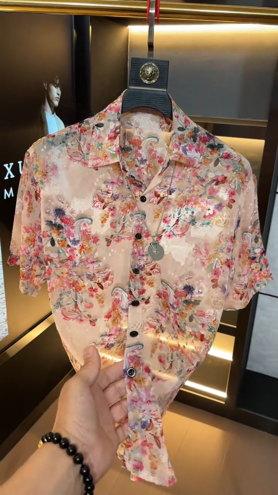 Pink Floral Jacquard Shirt