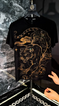Gold Rhinestone Leopard Graphic Tee