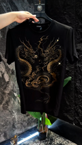 Double Dragon Rhinestone Graphic T-Shirt