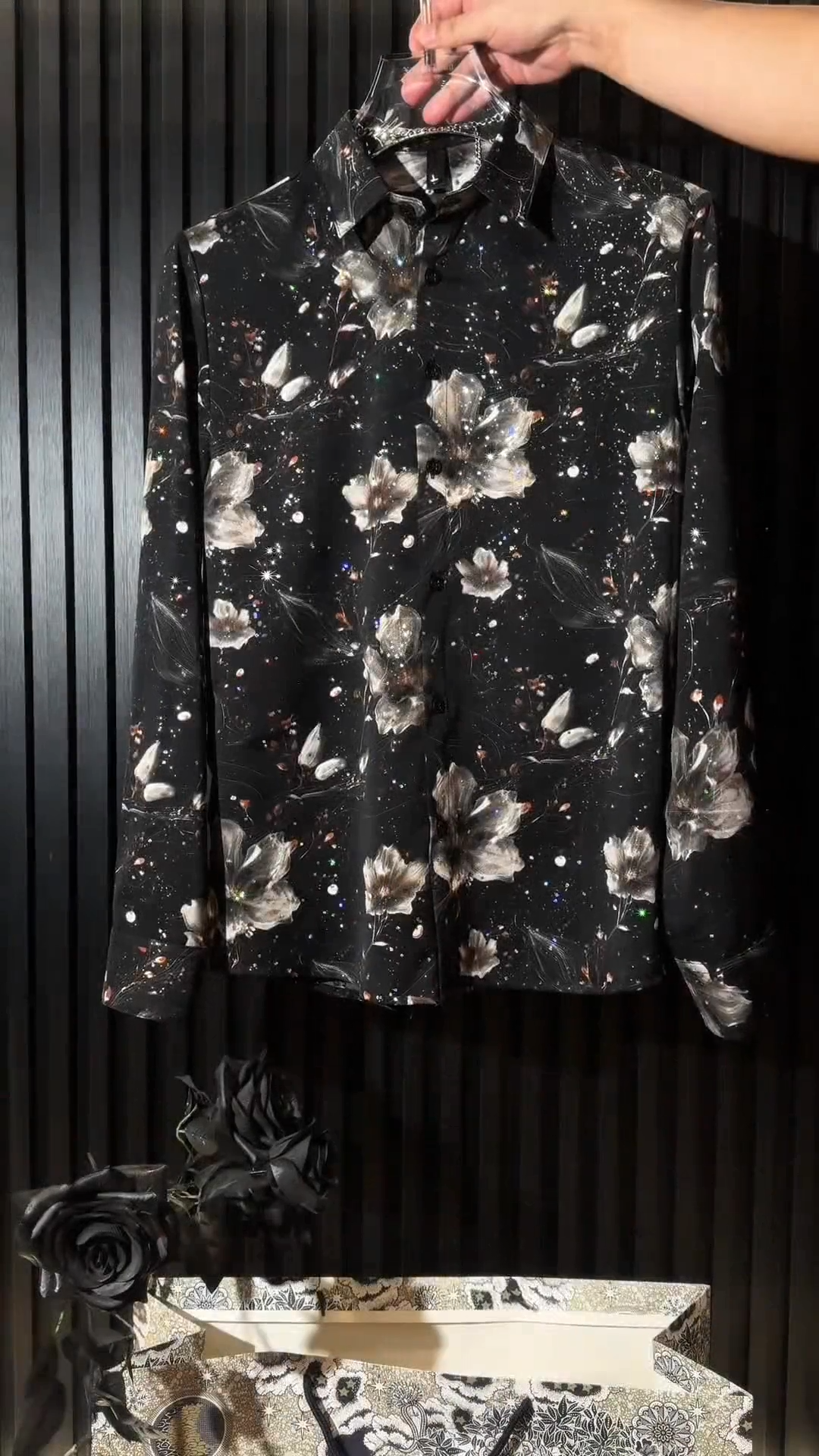 Starry Floral Print Long Sleeve Shirt