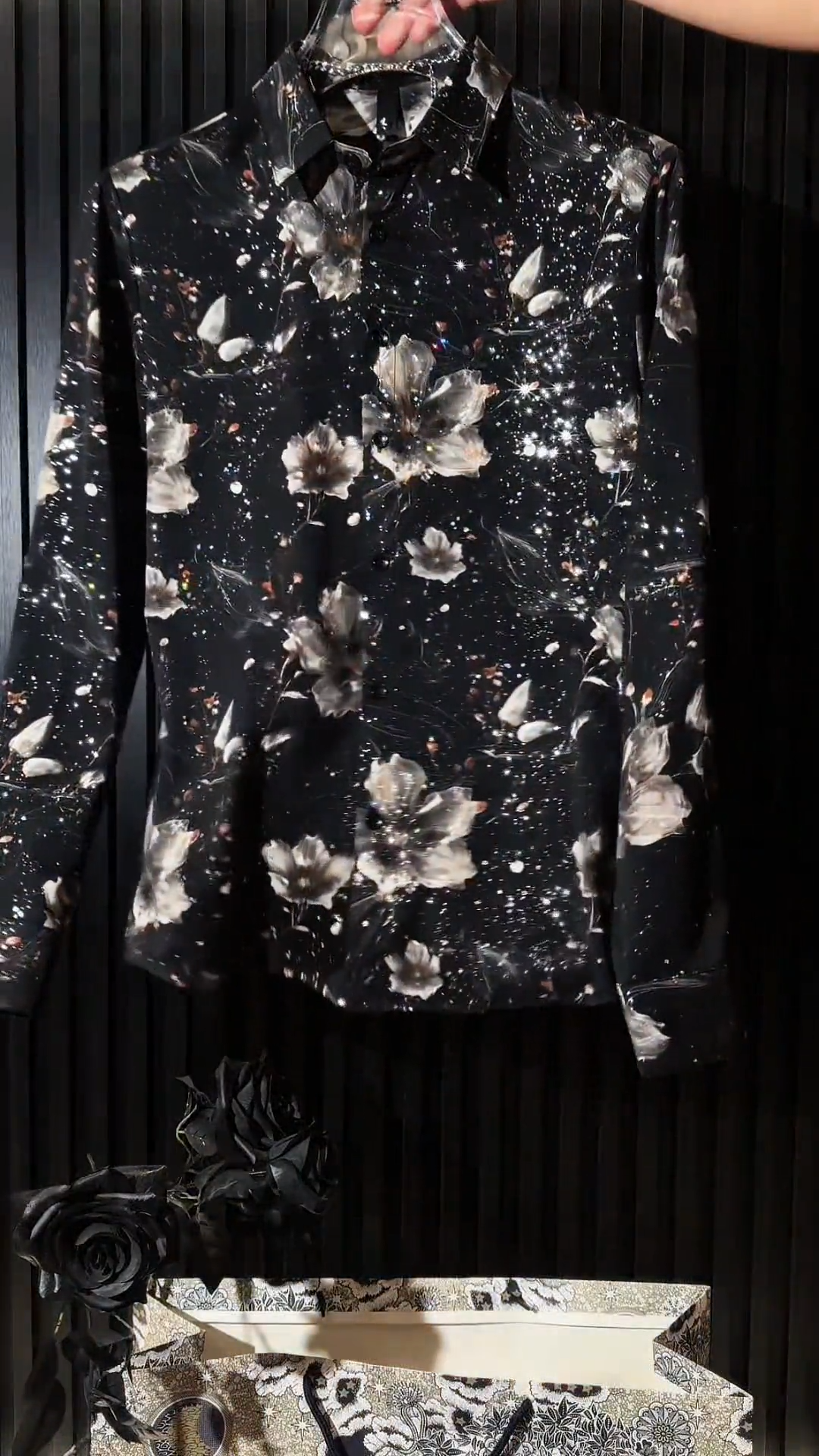 Starry Floral Print Long Sleeve Shirt