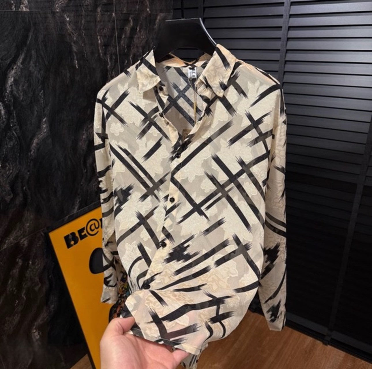 Men's Embroidered Lightweight Ice Silk Shirt