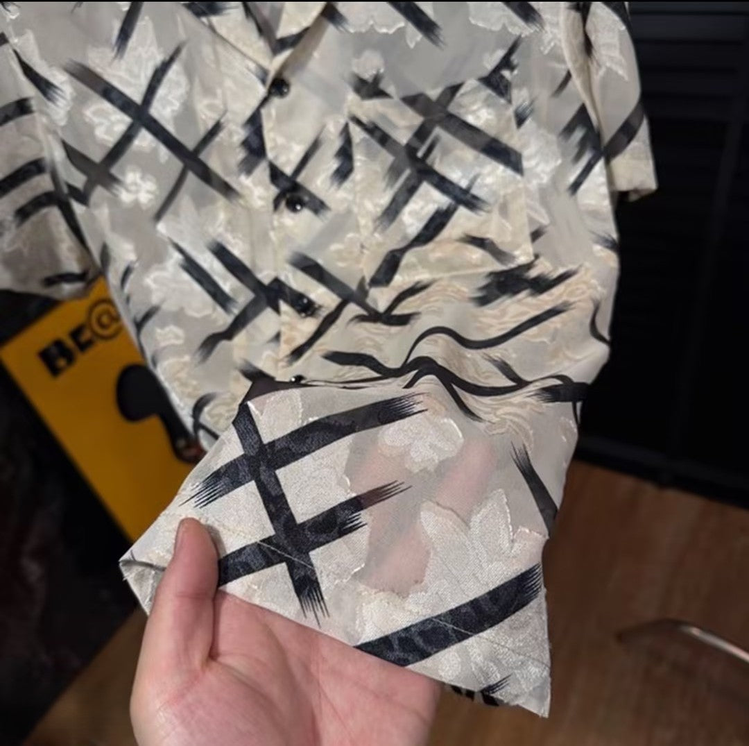 Men's Embroidered Lightweight Ice Silk Shirt