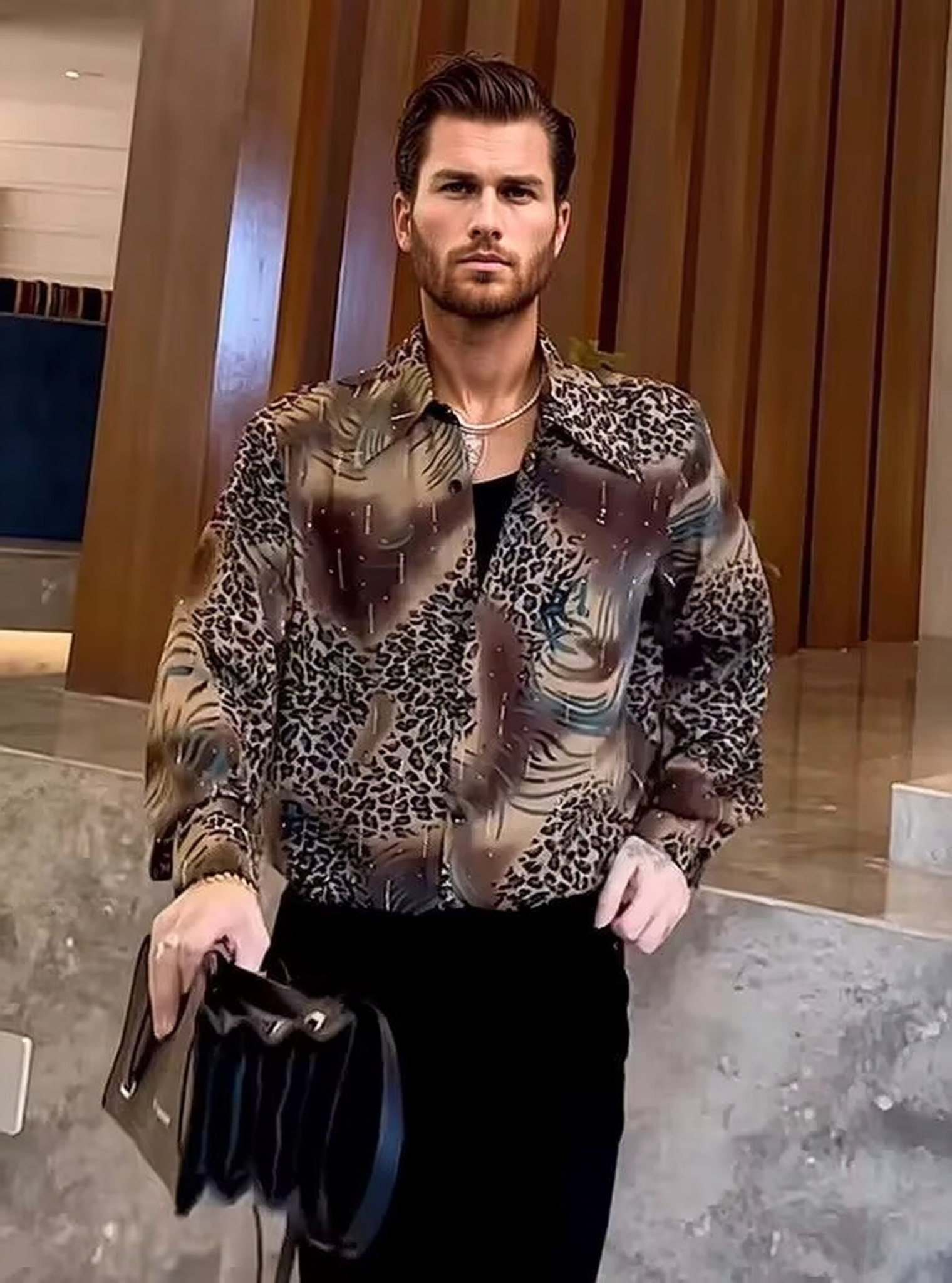 Rhinestone Leopard Print Shirt