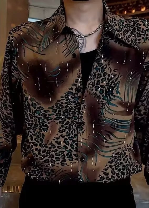 Rhinestone Leopard Print Shirt