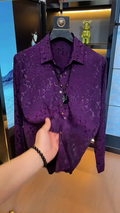 Dark Purple Patterned Long Sleeve Shirt