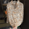 Men's Trendy Plum Blossom Shirt-Brown