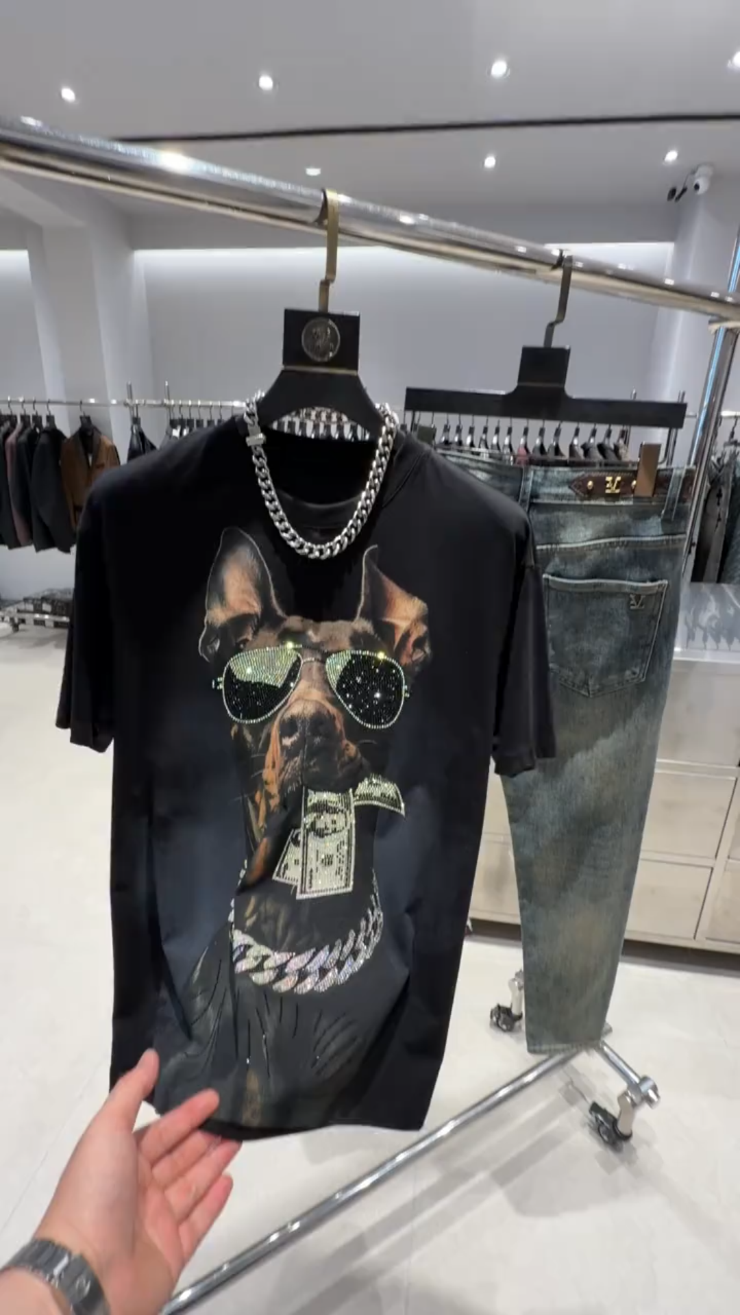 Doberman Money Graphic T-Shirt