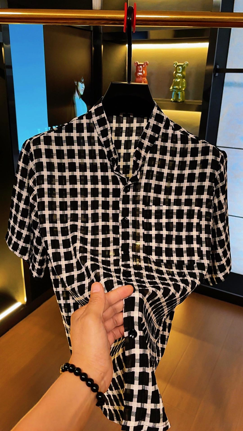 Men's Checkered Ice Silk Shirt