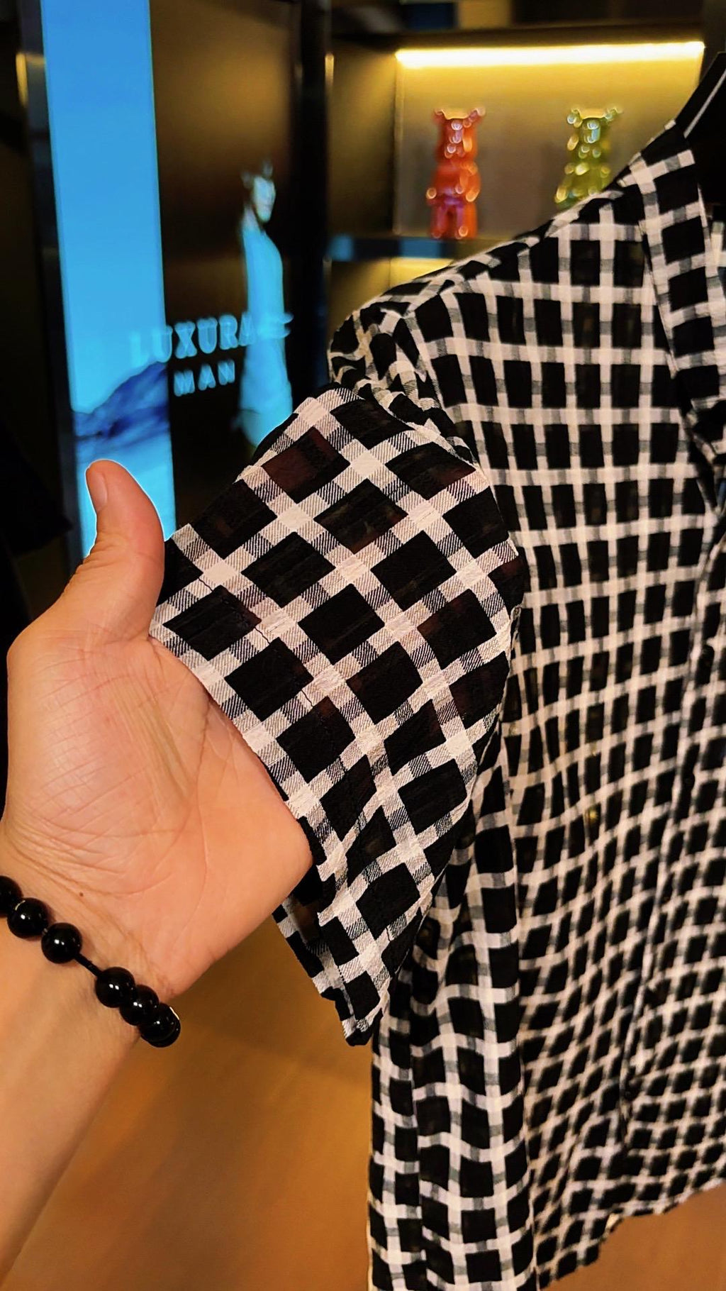 Men's Checkered Ice Silk Shirt