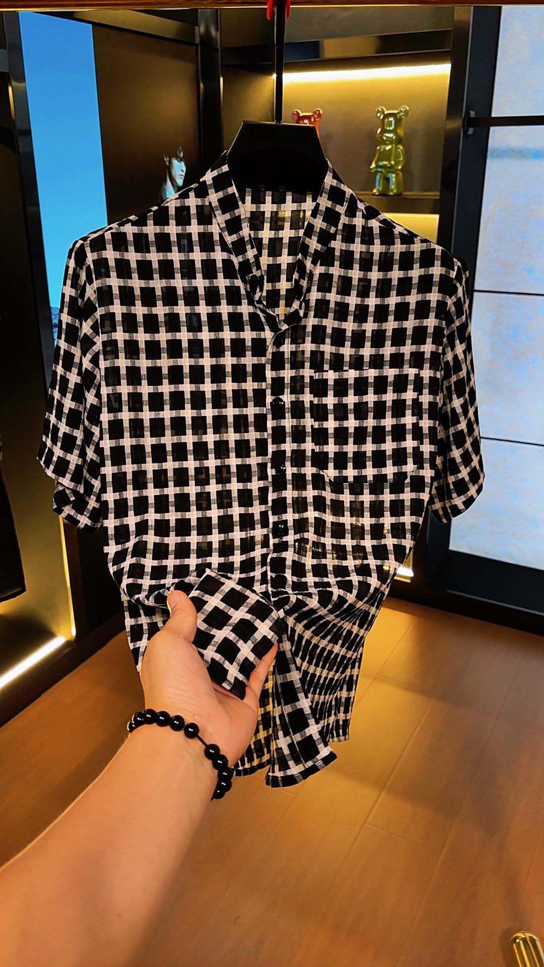 Men's Checkered Ice Silk Shirt
