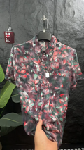 Colorful Leaf Print Short Sleeve Shirt