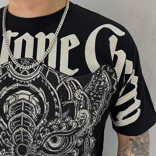 Cotton Rhinestone Tiger Tee