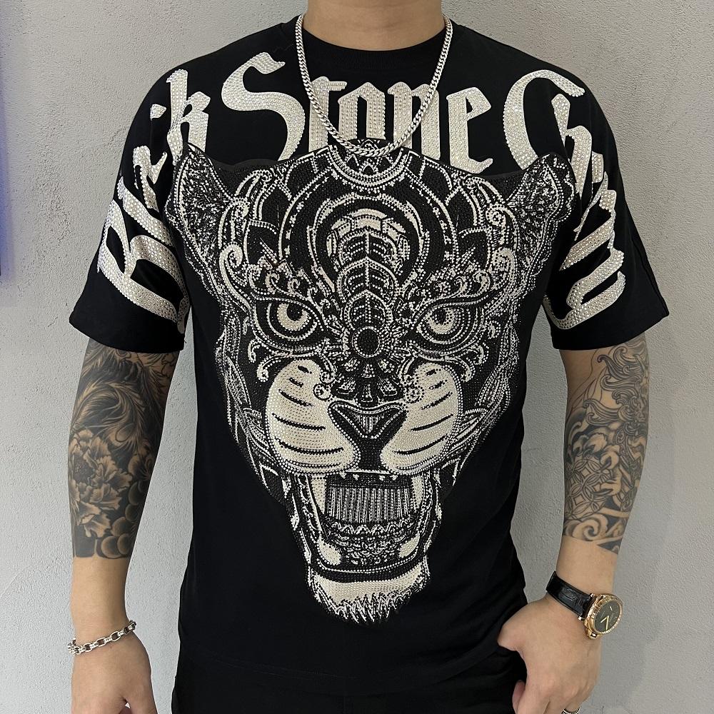 Cotton Rhinestone Tiger Tee