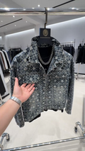 Dark Washed Cross Floral Denim Jacket
