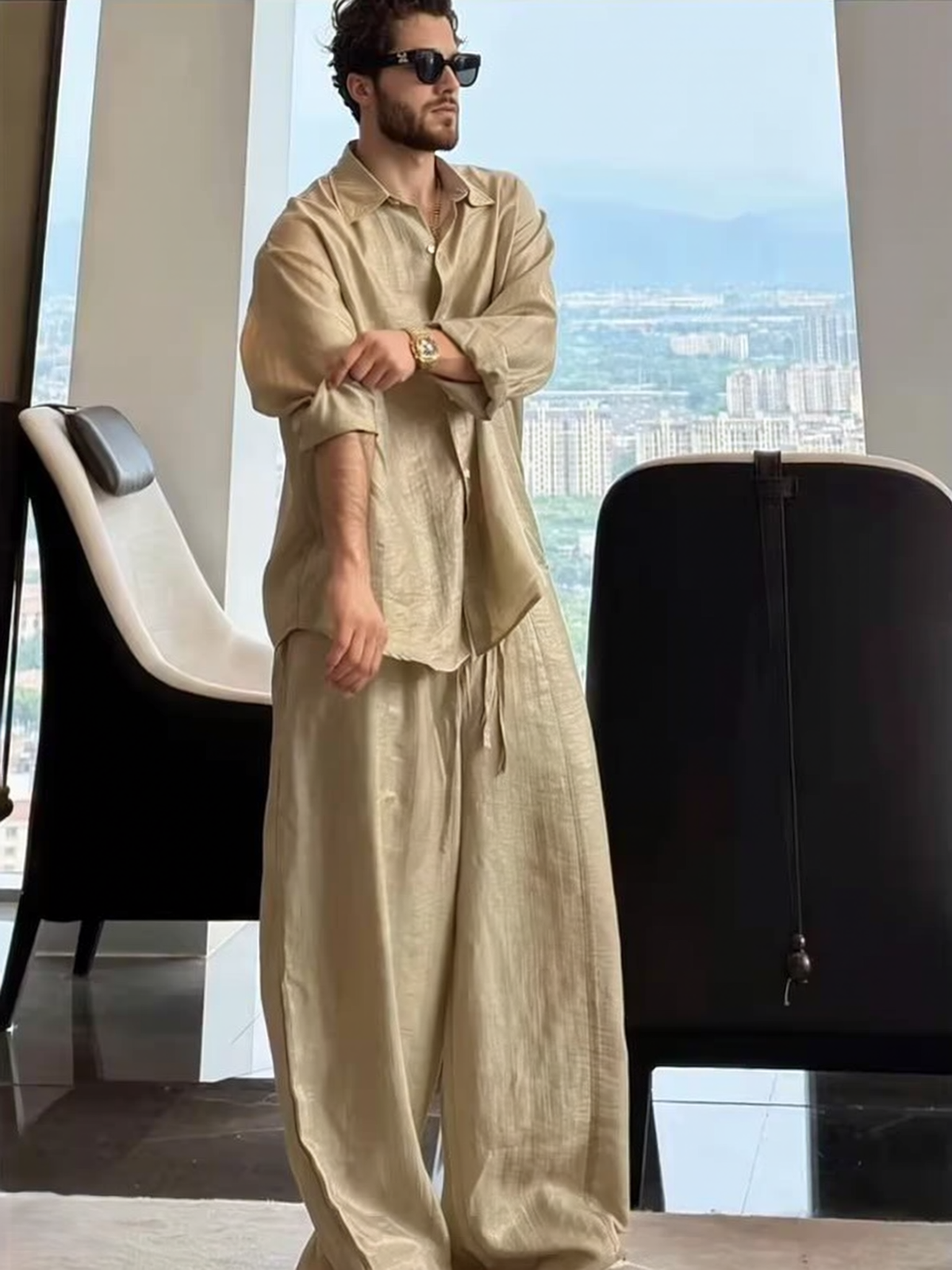 Luxury Ice Silk Flowy Loose Set