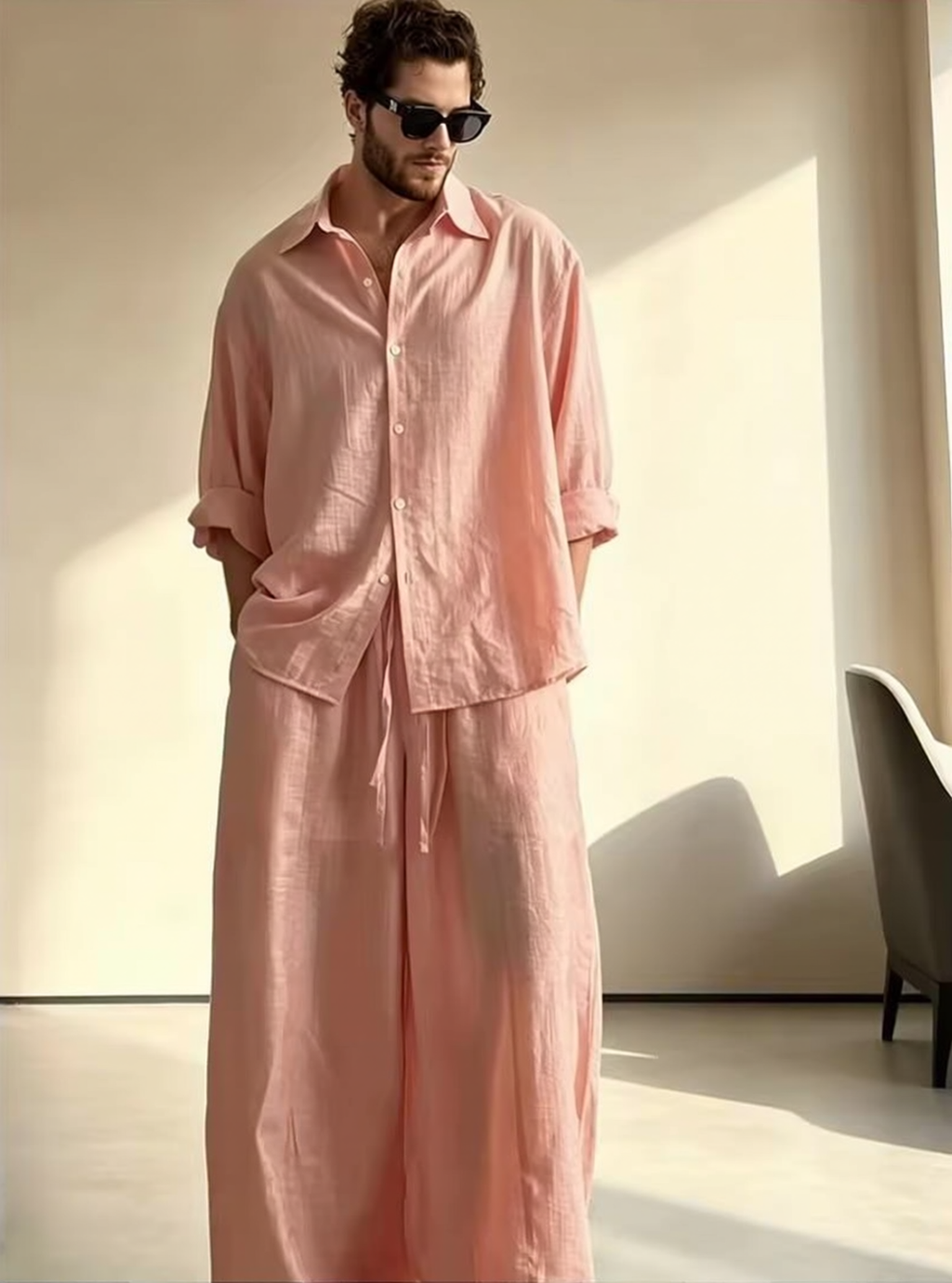 Luxury Ice Silk Flowy Loose Set