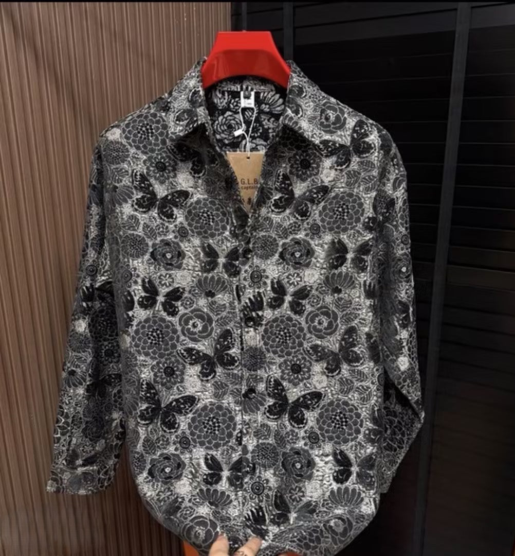 Jacquard-embroidered Butterfly Shirt