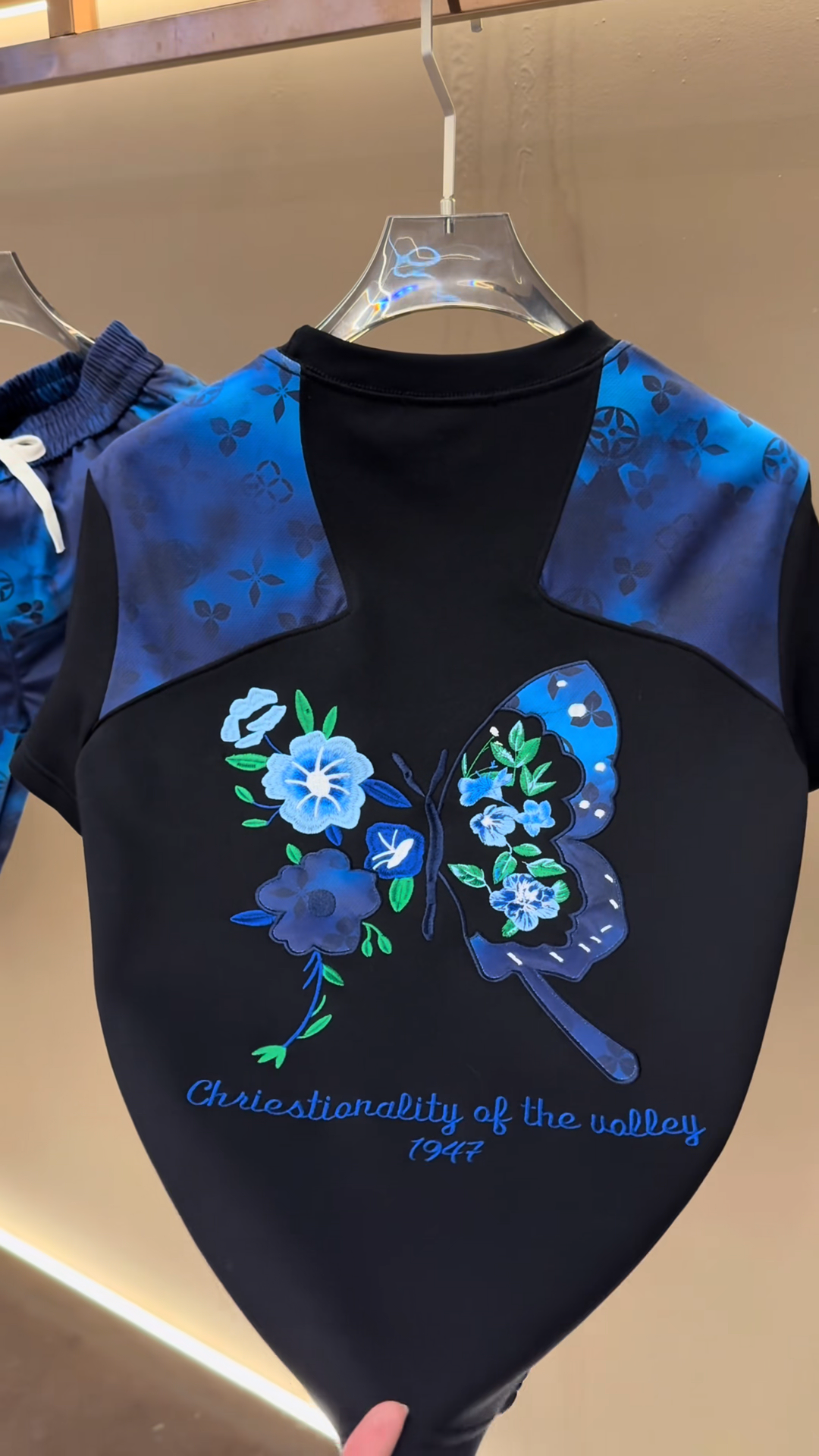 Black Butterfly Floral Patchwork T-Shirt