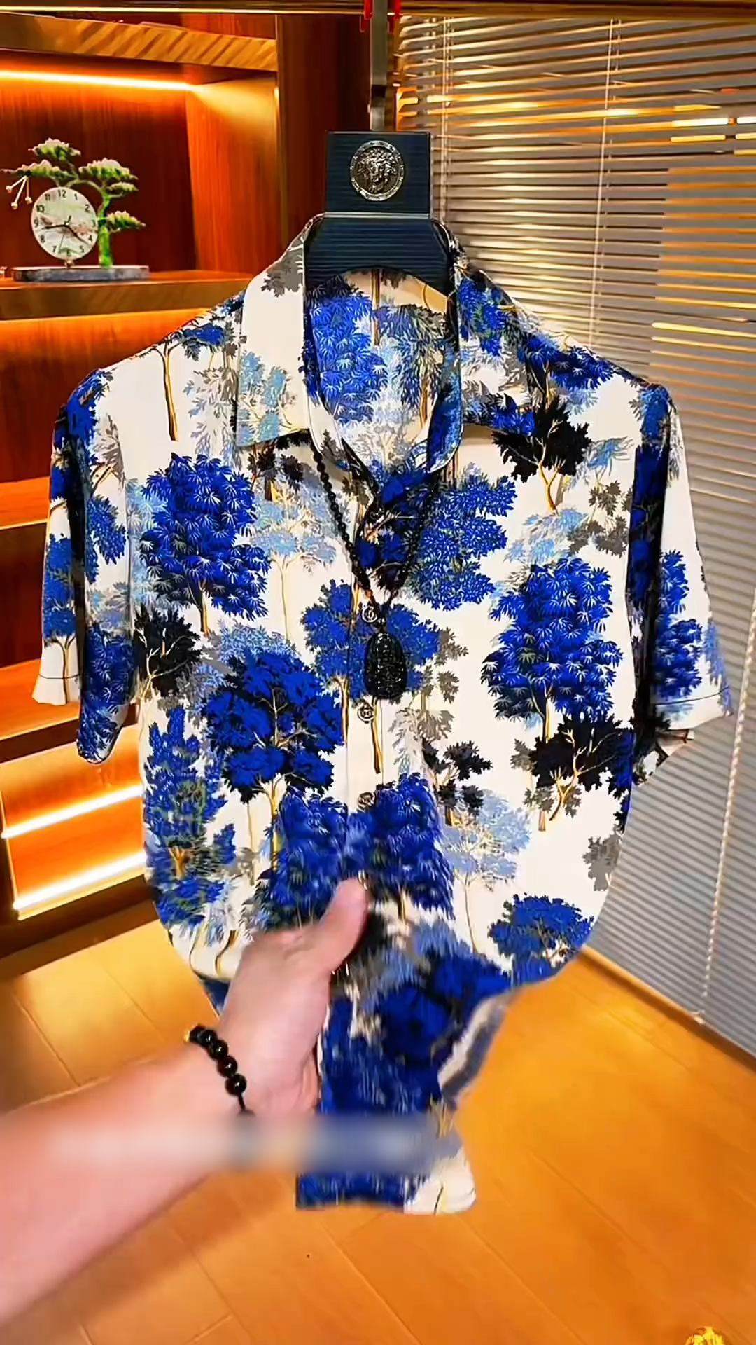 White Blue Black Landscape Print Shirt